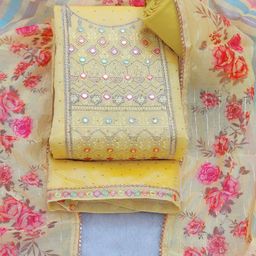 TAVAS Floral Embroidered Mirror Work Unstitched Dress Material-picture-31