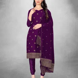 KALINI Sequinned Embellished Unstitched Dress Material-image-30
