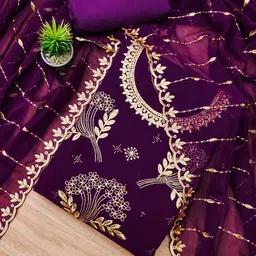 KALINI Floral Embroidered Unstitched Dress Material-picture-3