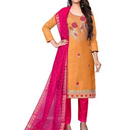 MANVAA Floral Embroidered Sequinned Unstitched Dress Material-image-52