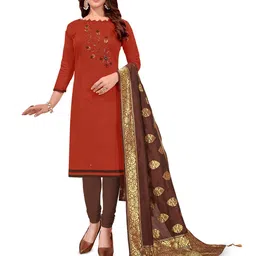 MANVAA Floral Embroidered Beads And Stones Glaze Cotton Unstitched Dress Material-47