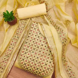 KALINI Embroidered Art Silk Unstitched Dress Material-image-67