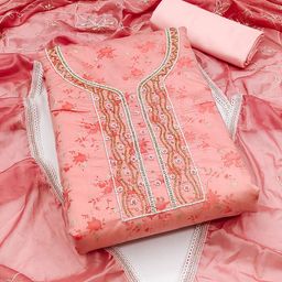 KALINI Floral Woven Design Zari Unstitched Dress Material-picture-3