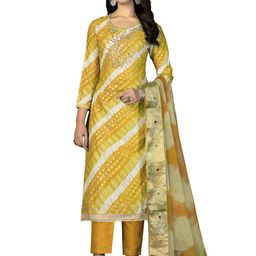 MANVAA Leheriya Printed Zardosi Detailed Unstitched Dress Material-picture-17