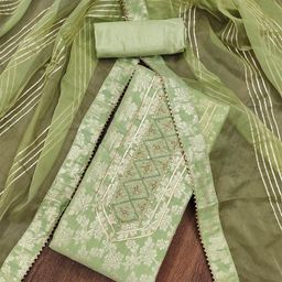 SHADOW & SAINING Woven Design Zari Jacquard Silk Unstitched Dress Material-picture-4