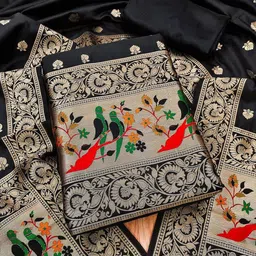 KALINI Ethnic Motifs Embroidered Zari Unstitched Dress Material-image-15