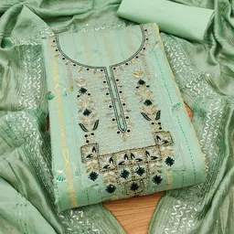 KALINI Ethnic Motifs Sequinned Embellished Unstitched Dress Material-image-6
