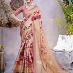 KALINI Floral Printed Art Silk Saree-10