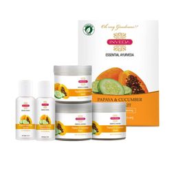 Inveda Set Of 5 Papaya & Cucumber Cleanser-Serum-50ml Each-Scrub-Pack-Cream-100ml Each-58
