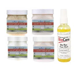 BEAUCODE BIOCARE 5-Pcs Goat Milk Facial Kit 250g Each With De-Tan Face Wash 100ml-22
