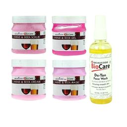 BEAUCODE BIOCARE 5-Pcs Wine & Beer Facial Kit 250g Each & De-Tan Face Wash 100ml-57