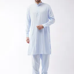 VASTRAMAY Men Blue Kurta with Patiala-image-89