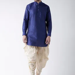 DEYANN Men Blue Dupion Silk Pathani Kurta With Patiala-image-61