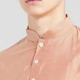 KISAH Men Peach-Coloured & Cream Kurta with Dhoti Pants image 2