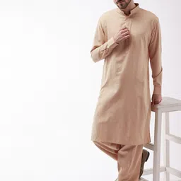 VASTRAMAY Mandarin Collar Straight Kurta With Patiala-image-67