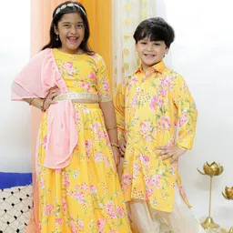 VASTRAMAY Boys Floral Printed Regular Kurta With Pyjamas-2