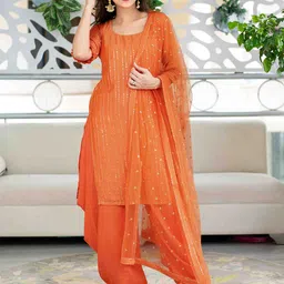 Label Shaurya Sanadhya Embroidered Sequinned  Kurti with Patiala & Dupatta image 1