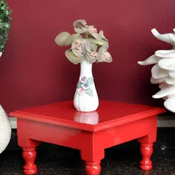 Lal Haveli Red Wooden Pooja Chowkie-image-10