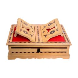 Classical Youth Beige & Red Wooden Book Storage Box With Reading Stand-17