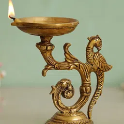 eCraftIndia Beige Peacock Design Diyas-image-29