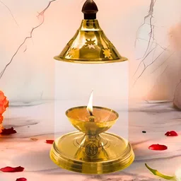 DSH Crafting Your Curiosity Gold-Toned Brass Diya With Lid Pooja Essentials-90