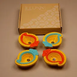 Ariana 4pc Handcrafted Modern Gel Scented Diya & 4 Tealights Free-image-62