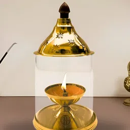 DSH Crafting Your Curiosity Gold-Toned Brass Diya With Lid Pooja Essentials-99