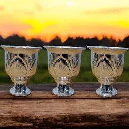 Sigaram 3-Pc Grey Textured Pooja Thali Cups-image-21