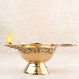 DOKCHAN Gold Toned Textured Brass Pooja Diya-image-15