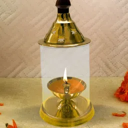 DSH Crafting Your Curiosity Gold-Toned Brass Diya With Lid Pooja Essentials-52