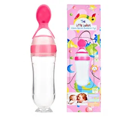 THE LITTLE LOOKERS Kids Pink & Yellow Set Of 2 Soft Silicone Feeding Bottle & Spoon Feeder-45