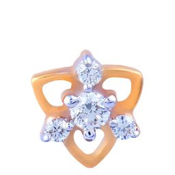 BHIMA Jewels 18K Hallmark 750 Purity Rose Gold Floral Diamond Nose Pin-image-13