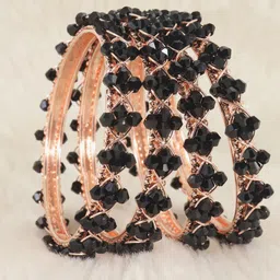 NMII Set Of 4 Pearls Beaded Kada Bangles-37