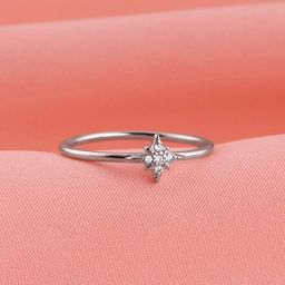 GIVA Women 925 Sterling Rhodium-Plated Cubic Zirconia Studded Finger Ring-24