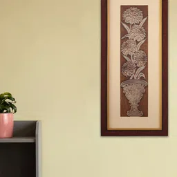 SHREE KALA HOME DECOR Brown Bouquet Of Candytuft Ancient Egyptian Art Foil Embossed Painting Wall Art-18