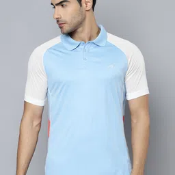 Alcis Men Blue & White Polo Collar Slim Fit T-shirt-image-93