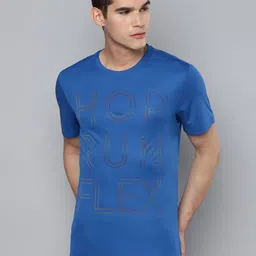 Alcis Men Blue & Black Typography Printed Slim Fit Training or Gym T-shirt-image-61