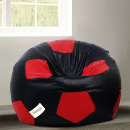 sattva Football XXXL Leatherette Bean Bag with Beans in Black & Red Colour-picture-3