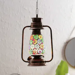 Multicolour Metal and Glass Lantern by New Era-picture-2