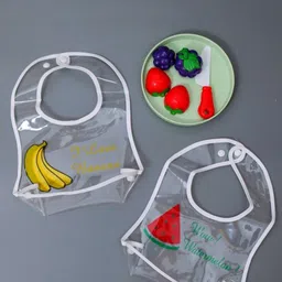 Yellow Bee Kids Pack Of 2 Watermelon & Banana Printed Bibs-13