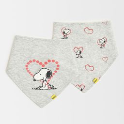 MiArcus Kids Peanuts Grey Snoopy Printed Cotton Bibs Pack Of 2-35