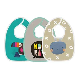 Moms Home Infants Kids Multicolored Pack of 3 Printed  Pure Cotton Bibs-30