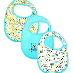 MeeMee Infants Pack Of 3 Printed Pure Cotton Bibs-10