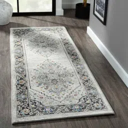 Grey Abstract Polypropylene 59x32 Inches Machine Made Floor Runner By Obsessions-picture-2