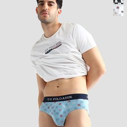 U.S. Polo Assn. Pack Of 3 Printed Anti-Bacterial Mid-Rise Basic Briefs OEB14-WWB-P3-46