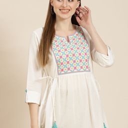 Juniper White & Blue Embroidered Tunic-image-34