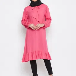 NABIA Women Pink Solid Viscose Rayon Tunic-image-39