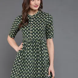 antaran Floral Printed Mandarin Collar Cotton Tunic-image-99