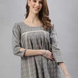 SERONA FABRICS Grey & Off White Tunic-image-24