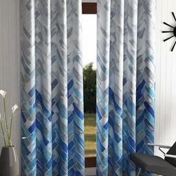 Home Sizzler Blue & Grey Set of 2 Geometric Door Curtains-48